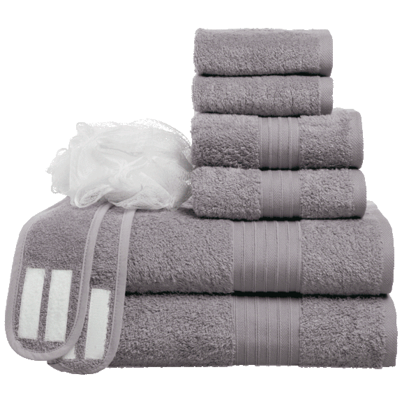 Concierge Collection 6-Piece Turkish Cotton Towel Set with Bonus Headband & Pouf