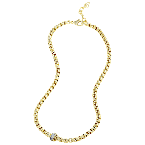Savvy Cie Italian Design Chain Necklace with Pave Rondelle