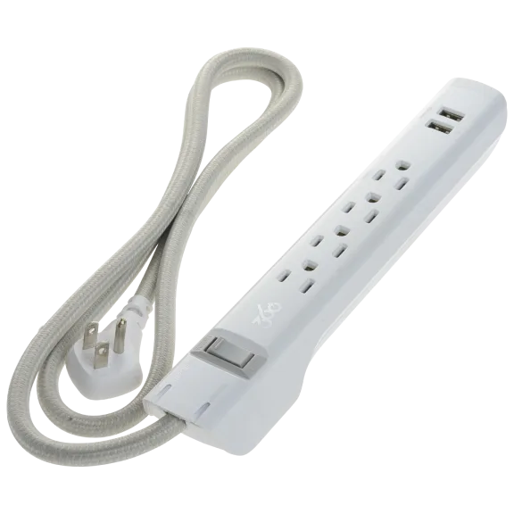 2-Pack: 360 Electrical Habitat Braided 4-Outlet Surge Strip With Dual USB Ports