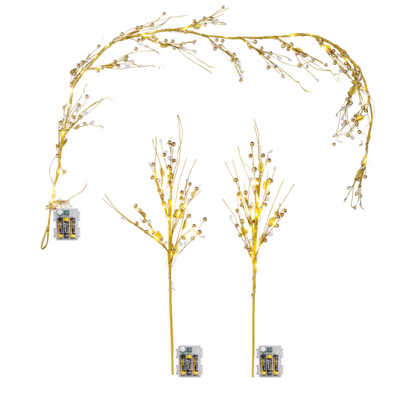 Harvest Lane Pre-Lit Garland & 2-Piece Set of Twigs with Timer