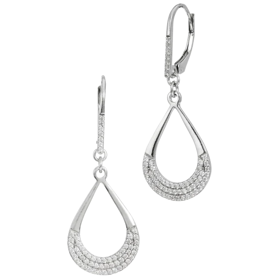 Savvy Cie Sterling Silver Graduated Filigree Tear Drop Earring