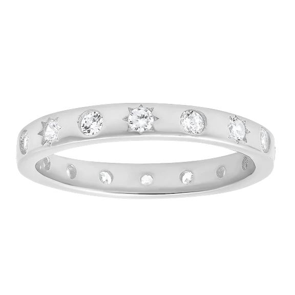 Kylie Harper Sterling Silver Celestial CZ Eternity Band Ring
