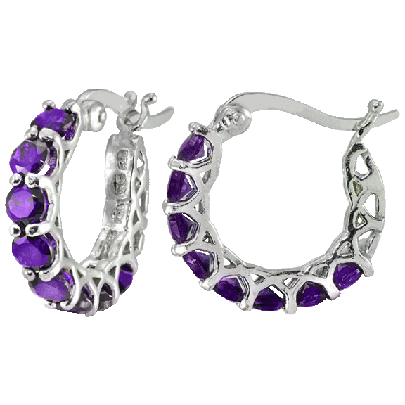 Golden NYC Jewelry White Gold Plated Multi-Stone Hoop Earrings