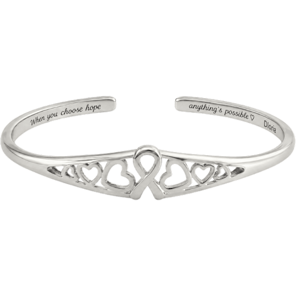Dloria Cancer Awareness Heart Cuff Bracelet