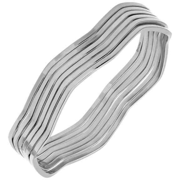 Steeltime Ladies Stainless Steel 6-Piece Hammered Bangle Set