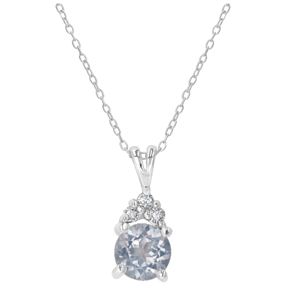 Gemistry Sterling Silver Genuine Stone and Cubic Zirconia Round Bale Necklace