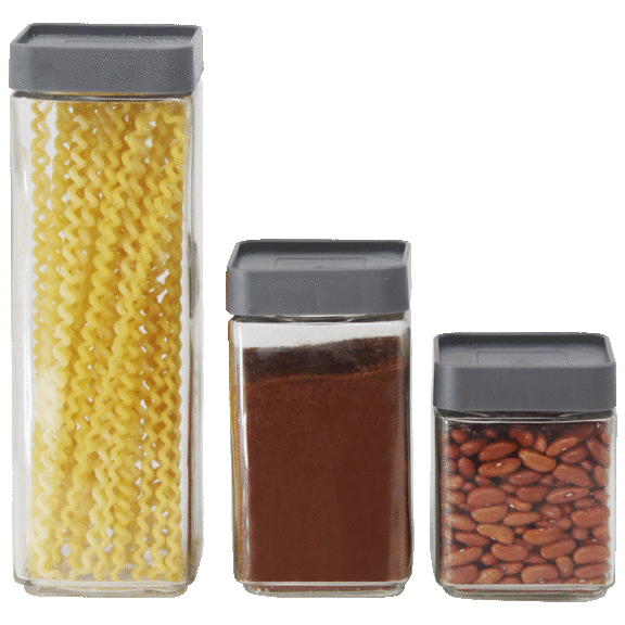 Farberware Set of 3 Glass Canisters with Airtight Lids