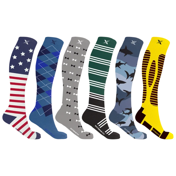 6-Pack: Extreme Fit Men's Knee High Everyday Wear Compression Socks