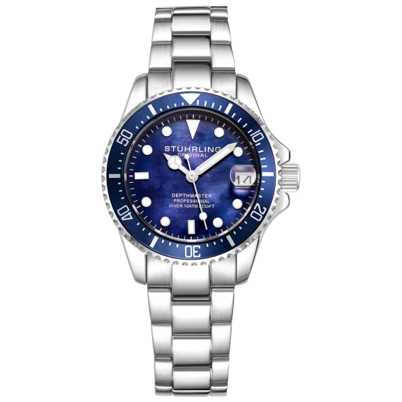 Stührling Women's Depthmaster Quartz 32mm Classic Silver-Tone Bracelet Watch