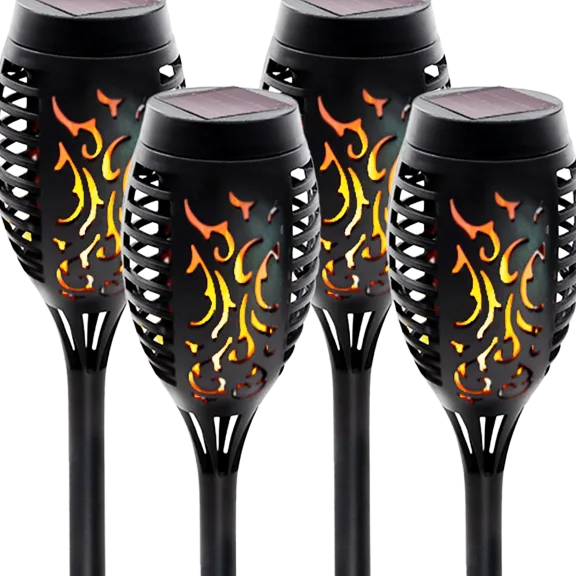 12-Pack: Hakol 12 LED Solar Flickering Tiki Torch Lights