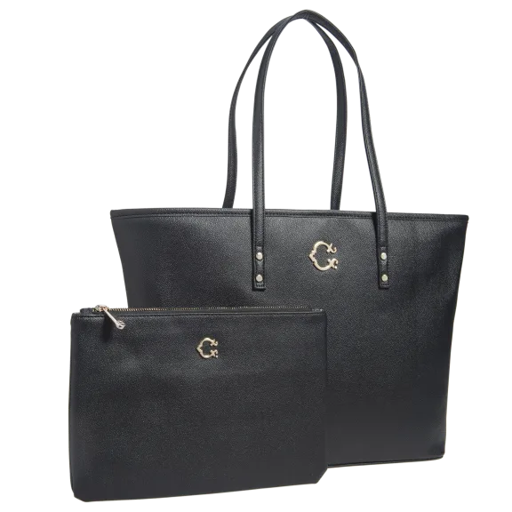 Black Large Tote and Pouch Bundle by C. Wonder