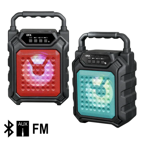 QFX Bluetooth Party Speaker with FM Radio & Lights