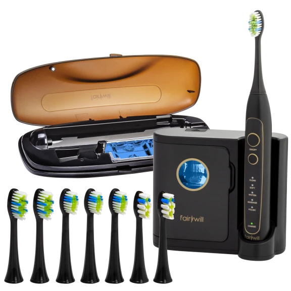Fairywill Electric Toothbrush with UV Sanitizing Case + 8 Brush Heads