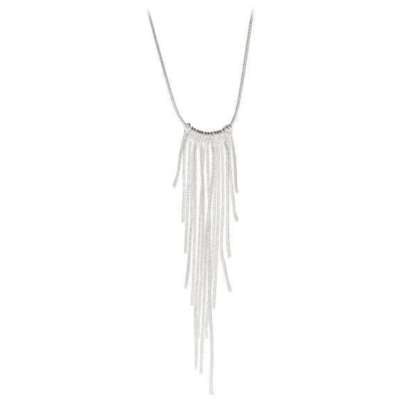 Hollywood Sensation Lydia Fringe Necklace in Sterling Silver-Plated
