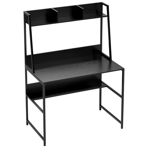 Ohwill Computer Desk with Hutch and Bookshelf (Black)
