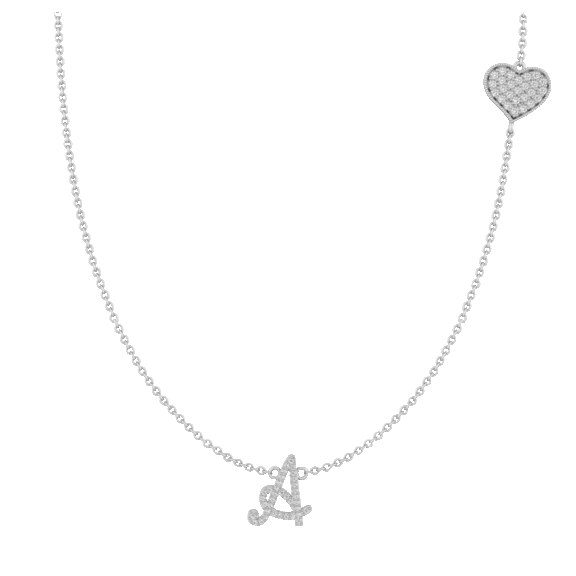 Pick-your-2-Pack: Tamborat Jewelry 10K White Gold Plated Heart Initial Necklaces