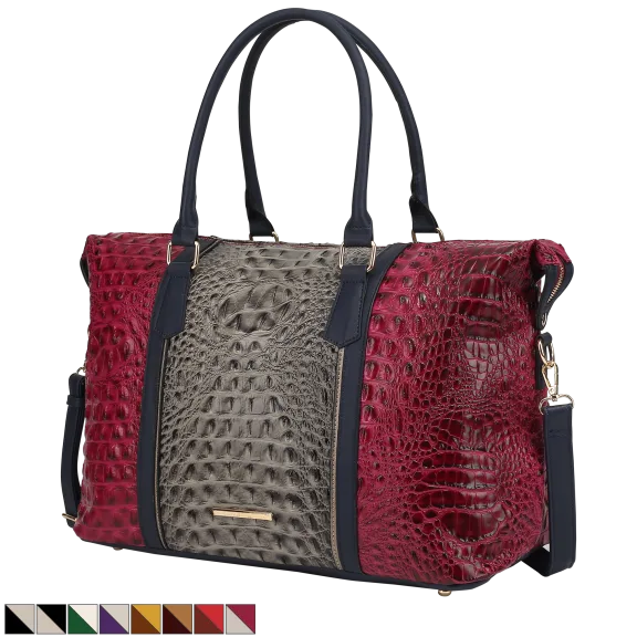 MKF Collection Raven Faux Crocodile-Embossed Women’s Duffle Bag by Mia K