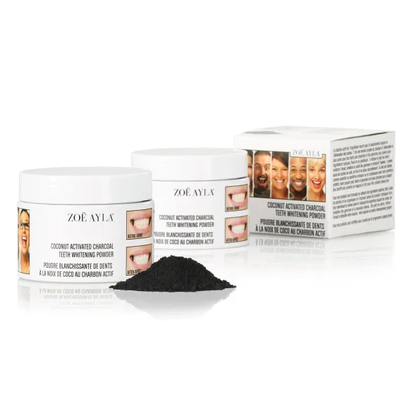 2-Pack: Zoë Ayla Coconut Activated Charcoal Teeth Whitening Powder