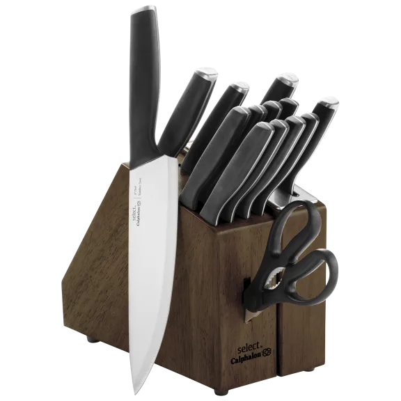 Calphalon Select 15-Piece Self-Sharpening Knife Block Set in Dark Wood