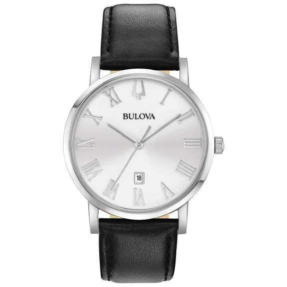 Bulova American Clipper Leather Mens Watch 96B312