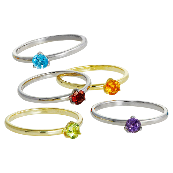 Savvy Cie Sterling Silver or 18K Gold Martini Genuine Solitaire Ring