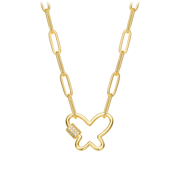 Stella Valentino 14K Gold Plated Cubic Zirconia Charm Butterfly Necklace