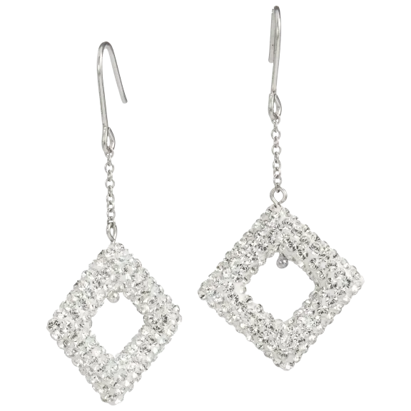 Savvy Cie Crystal Diamond Dangle Drop Earrings	in Sterling Silver