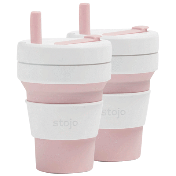 2-Pack: Stojo 16oz Collapsible Travel Cup With Straw