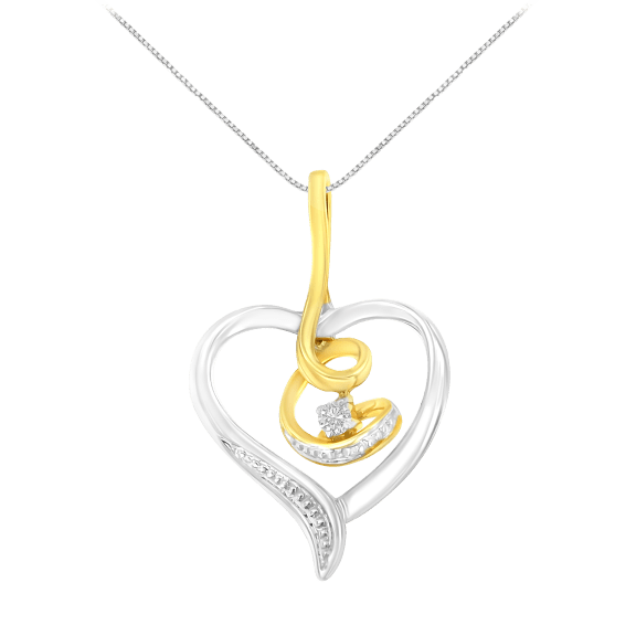 Haus of Brilliance 10k Yellow/White Gold 1/25 Carat TW Heart Diamond Necklace
