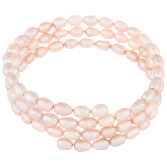 Splendid Pearls Triple Row Coil Pearl Bracelet 4-5mm