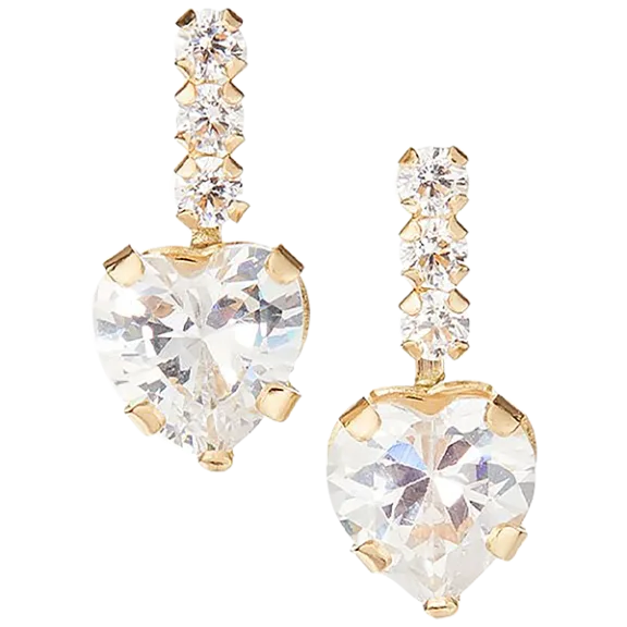 A&M 14K Heart Drop Stick Earrings
