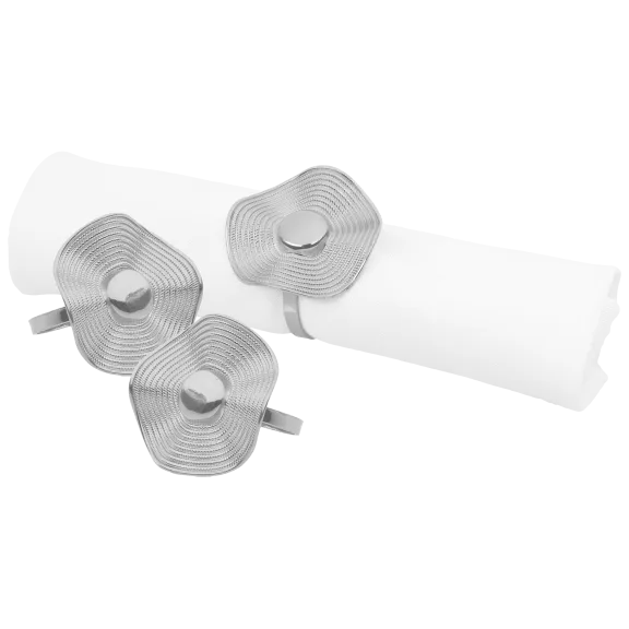 6-Pack: Classic Touch Silver Button Design Napkin Ring