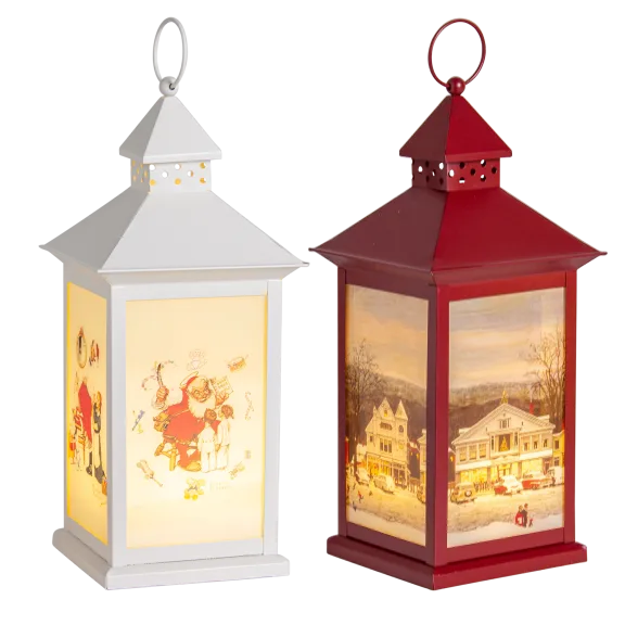 Norman Rockwell 13.5" LED Metal Lantern wtih Iconic Scenes