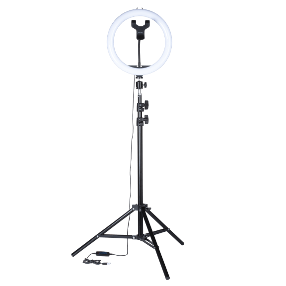 Tech Squared 10-Inch Social Media Ring Light with Tripod Extendable to 5ft