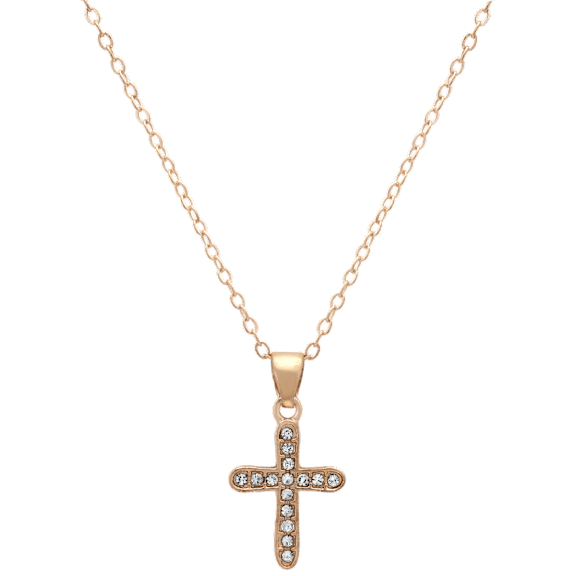 Saffron Elegant Cross Necklace with CZ Stud Accents