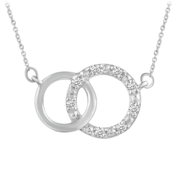 Prime and Pure 1/10 ctw CZ Circle Pendant Necklace set in 925 Sterling Silver