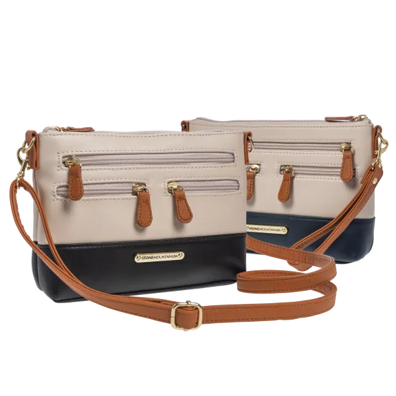 Stone Mountain Genuine Napa Leather Built-in Charging 4-Way Handbag