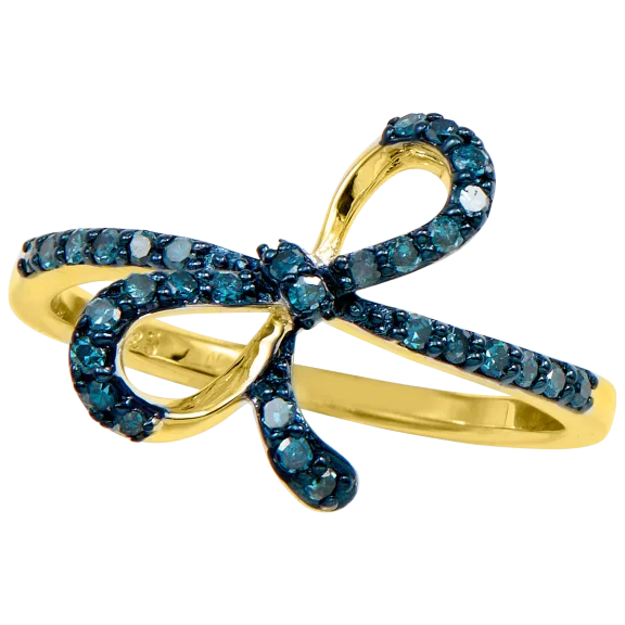 Savvy Cie Genuine Blue Diamond Ring