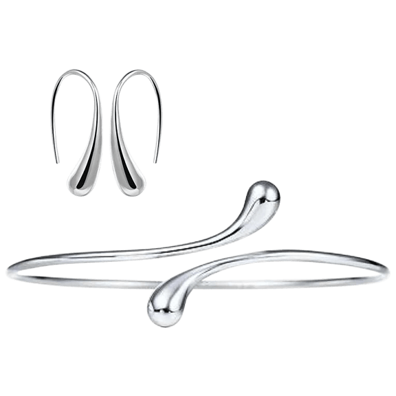 Hollywood Sensation Silver Teardrop Bracelet and Earring Set