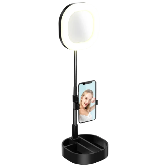 Glow Glam Mirror Ring Light with Desktop Organizer