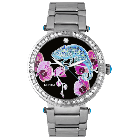 Bertha Camilla MOP Dial Ladies Watch with Stainless Steel Band