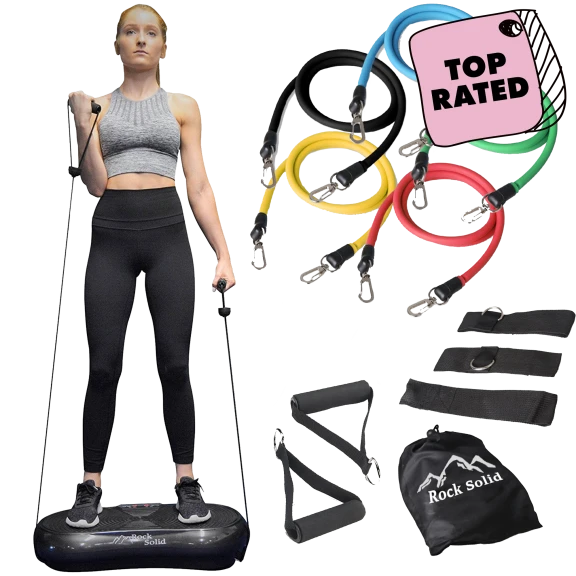 Rock Solid Fitness Whole Body Vibration Machine with BONUS Resistance Bands