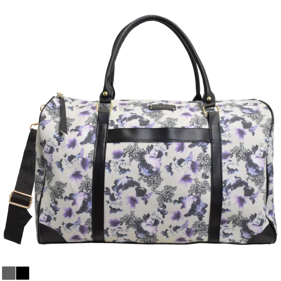 Adrienne Vittadini Black Handle Canvas Weekender Duffel
