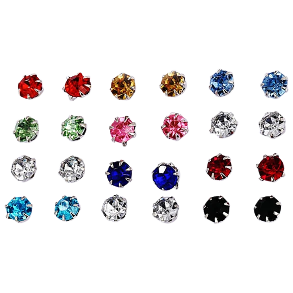 Golden NYC Jewelry 12 Piece Rainbow Toned Zirconia Stud Set