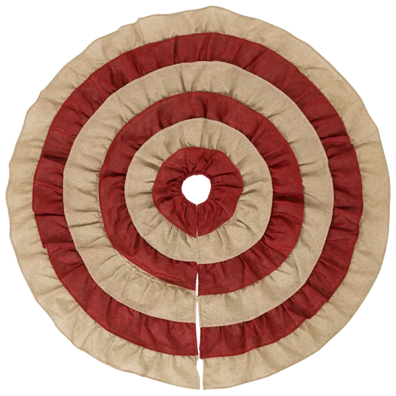 Glitzhome 48.00''D 3D Faux Burlap Christmas Tree Skirt