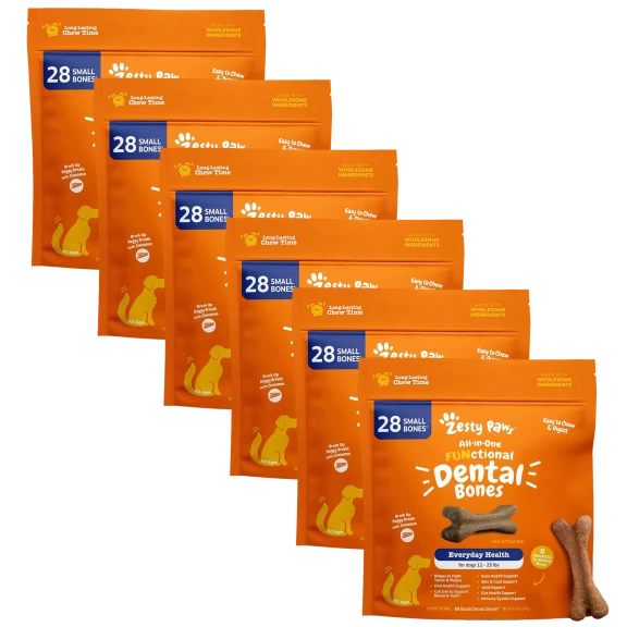 6-Pack: Zesty Paws All-in-One Functional Dental Bone (Small)