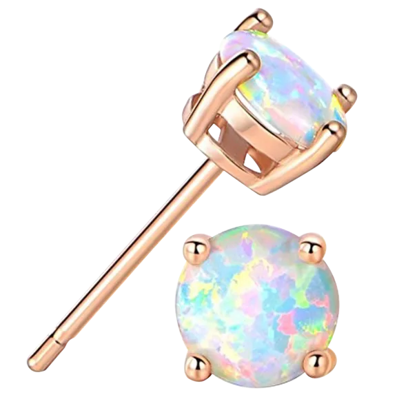 Sterling Silver Ethiopian Opal Stud Earrings