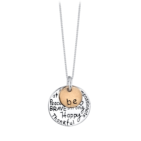 Be Inspirational Two-Tone Graffiti Charm Pendant Stainless Steel Chain Necklace