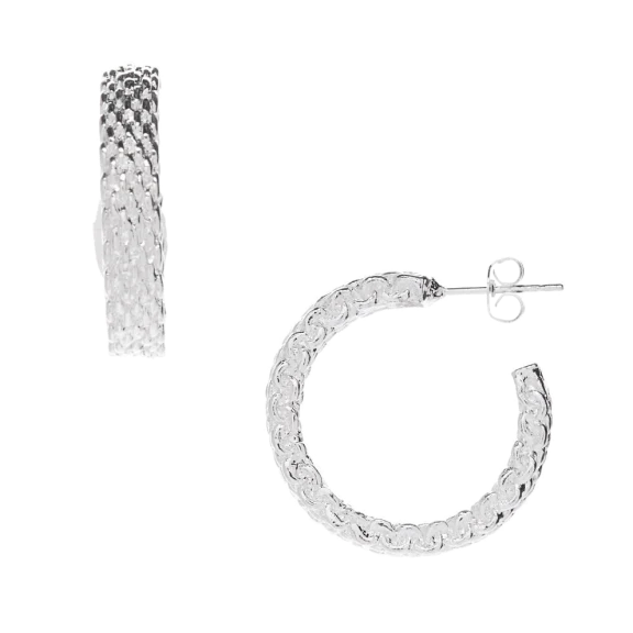 Hollywood Sensation Adelia .925 Sterling Silver Plated Thick Hoop Earrings