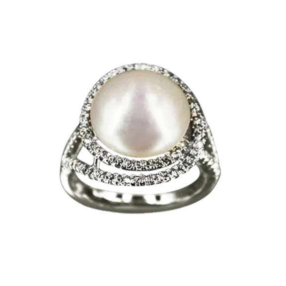 BORA BORA COLLECTION Felicity Diamond Encrusted Pearl Ring